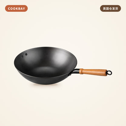 COOKBAY 已开锅陆川铁锅 30cm｜平底配可视盖 · 海外厨房炒出家常锅气 | COOKBAY