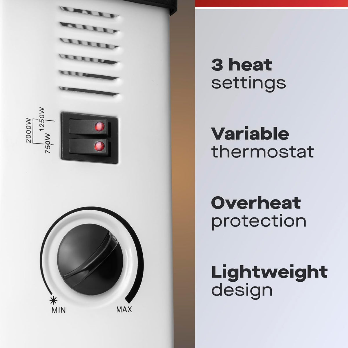 Daewoo HEA1146 heat settings and thermostat controls